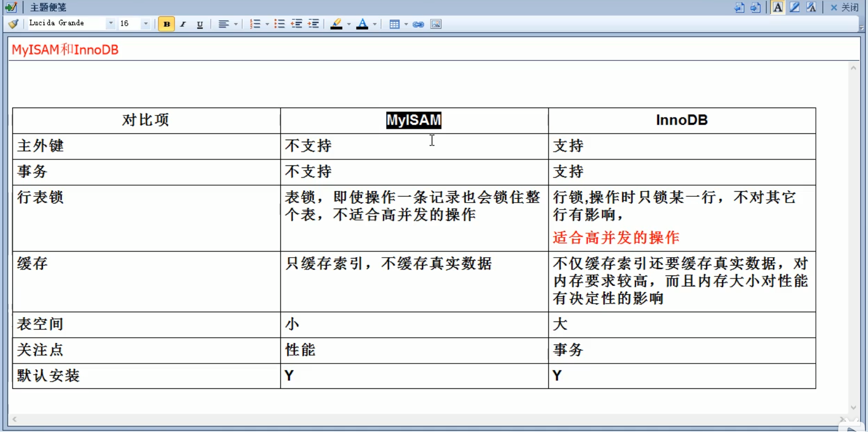 MyISAM与InnoDb对比